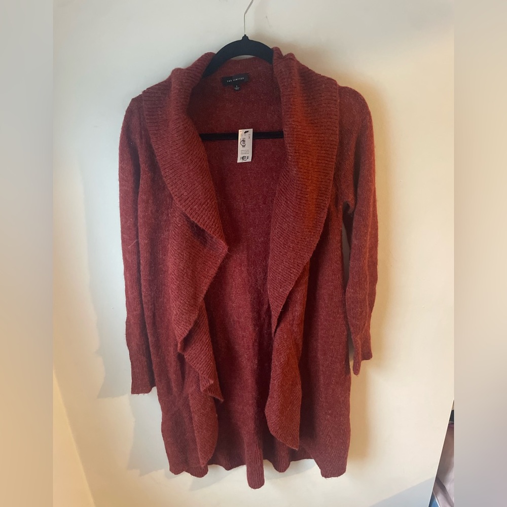 The Limited NWT SZ S Orange Cozy Alpaca Mohair Blend Waterfall Cardigan Sweater